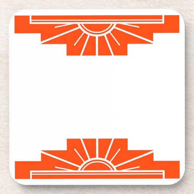 Porta-copo Art Deco Sunburst em Laranja (Frente)