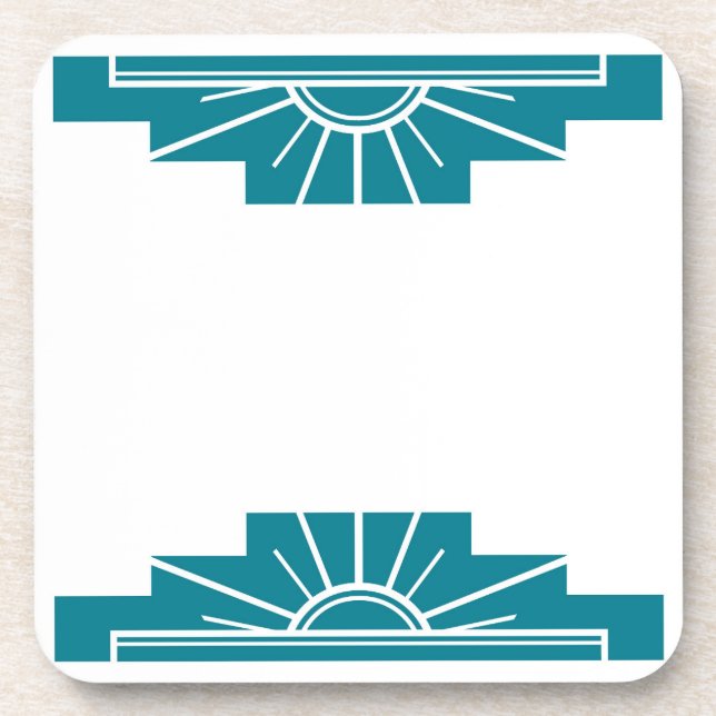 Porta-copo Art Deco Sunburst em Teal (Frente)