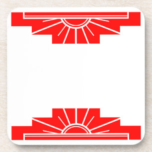 Porta-copo Art Deco Sunburst em vermelho brilhante