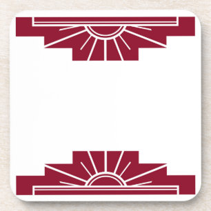 Porta-copo Art Deco Sunburst in Deep Ruby