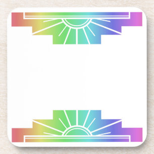 Porta-copo Art Deco Sunburst no Soft Rainbow