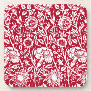 Porta-copo Art Nouveau Carnação Damask, Red and White
