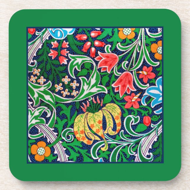 Porta-copo Art Nouveau Jacobean Floral, Emerald Green (Frente)