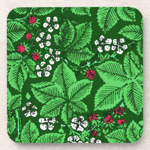 Porta-copo Art Nouveau Morangos e Folhas, Emerald Green