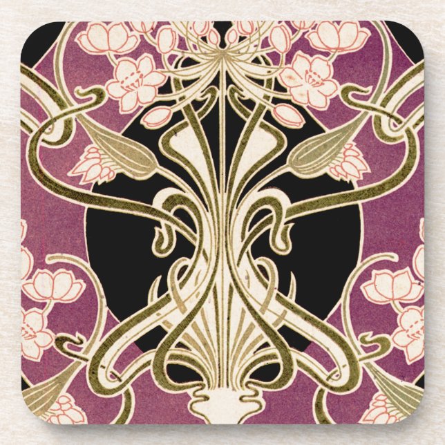 Porta-copo Art Nouveau padrão #2 (Frente)