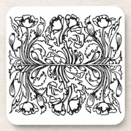 Porta-copo Art nouveau papoila escura floral branca elegante