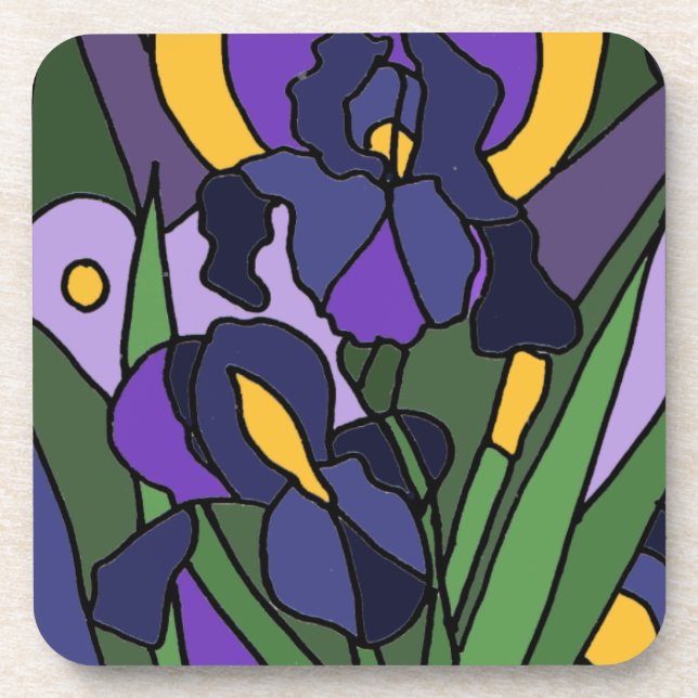 Porta-copo Arte abstracta floral da íris azul impressionante (Frente)