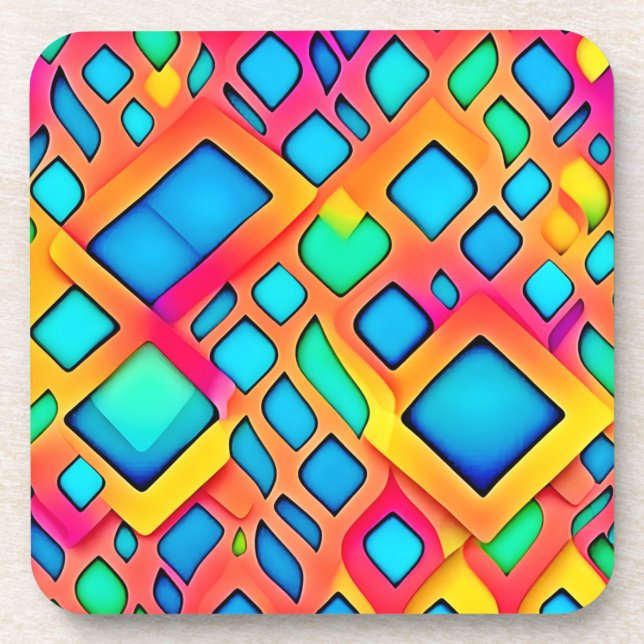 Porta-copo Arte abstrata geométrica vibrante (Frente)