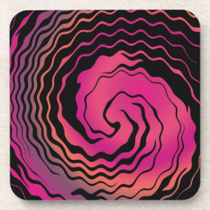 Porta-copo Arte Abstrata Onda Giratória Rosa e Preta