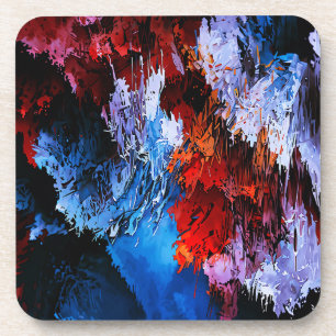 Porta-copo Arte Abstrato Contemporânea Vermelha Inferno Azul 