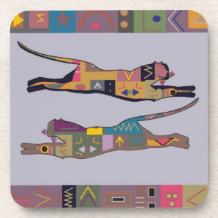 Porta-copo Arte africana abstrata de pular leões