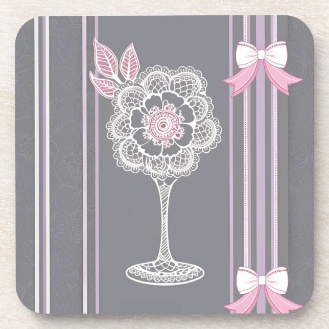 Porta-copo Arte AI rosa e Cinza (Frente)