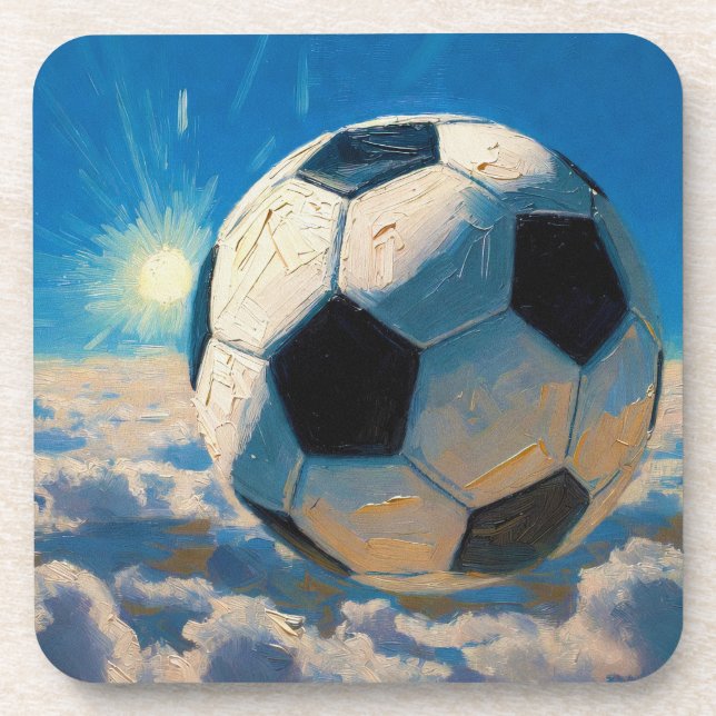 Porta-copo Arte Bola de Futebol Voadora (Óleo No. 5) (Frente)