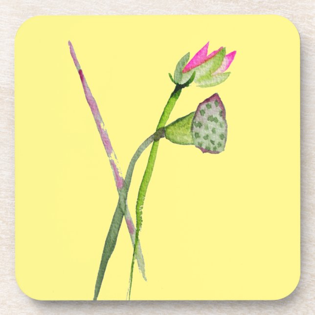 Porta-copo Arte budista da flor rosa Lotus Zen (Frente)