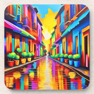 Porta-copo Arte Colorida da Cena de Rua