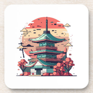 Porta-copo Arte Colorida de Edifícios Japoneses