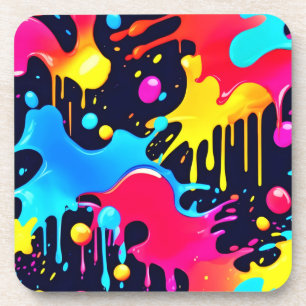 Porta-copo Arte Colorida Neon Paint Splatter