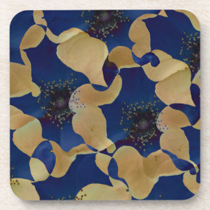 Porta-copo Arte da cor bege e azul floral/teste padrão de