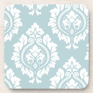 Porta-copo Arte Damasco Decorativa I Branco sobre Azul Ovo de