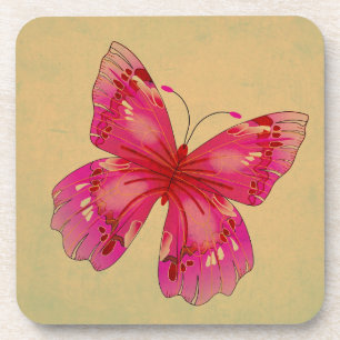 Porta-copo Arte de borboletas oriental rosa