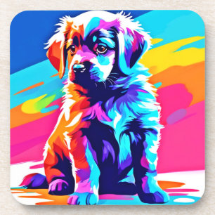 Porta-copo Arte de Cachorro com Cores de Arco-íris