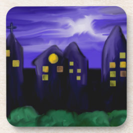 Porta-copo Arte de canvas do arranha-céu noturno