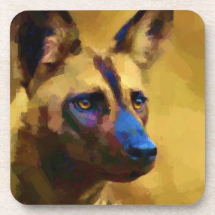 Porta-copo Arte de Cão Selvagem Africano