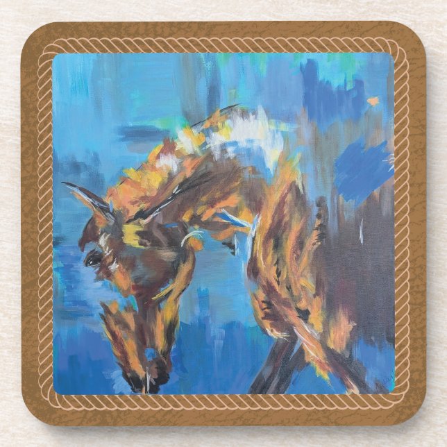 Porta-copo Arte de Cavalo Abstrato (Frente)