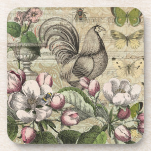 Porta-copo Arte de Colagem de Jardim com Galo Vintage: País F
