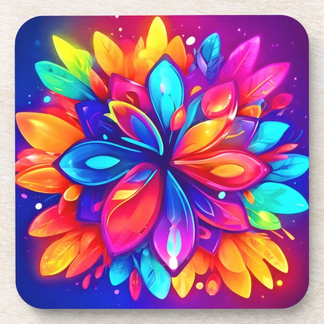 Porta-copo Arte de Flor Psicodélica (Frente)