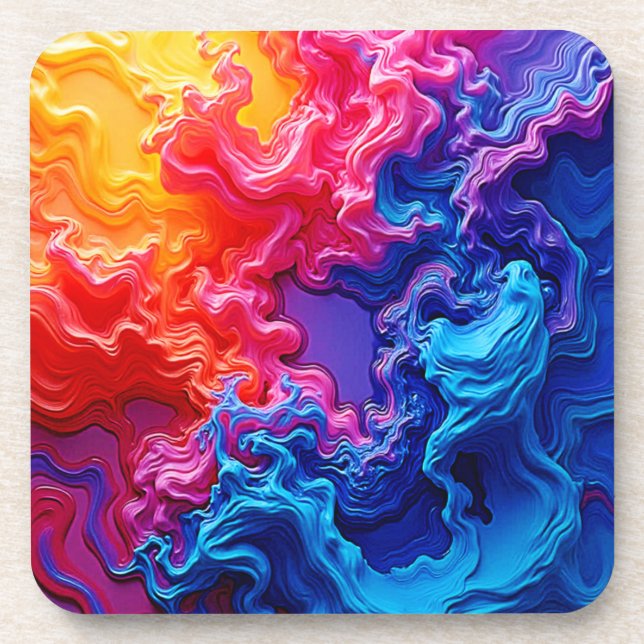 Porta-copo Arte de Fusão de Cores Vibrante (Frente)