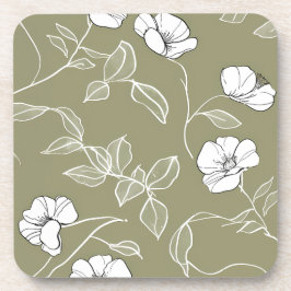 Porta-copo Arte de linha branca verde-oliva