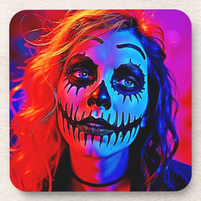 Porta-copo Arte de Makeup do Halloween Vibrant (Frente)