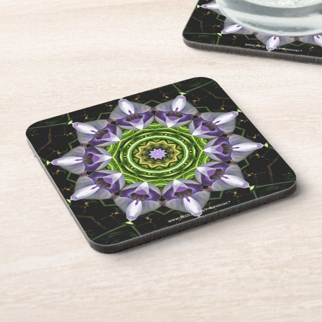 Porta-copo Arte de Mandala Floral Roxo em Caleidoscópio (Left Side)