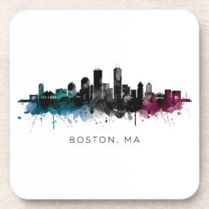 Porta-copo Arte de Massachusetts Aquarela do Horizonte de B