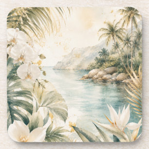 Porta-copo Arte de Parede Aquarela Tropical de Luxo Costeira