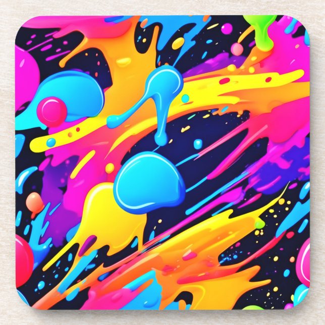Porta-copo Arte de Pintura com Salpicos de Neon (Frente)