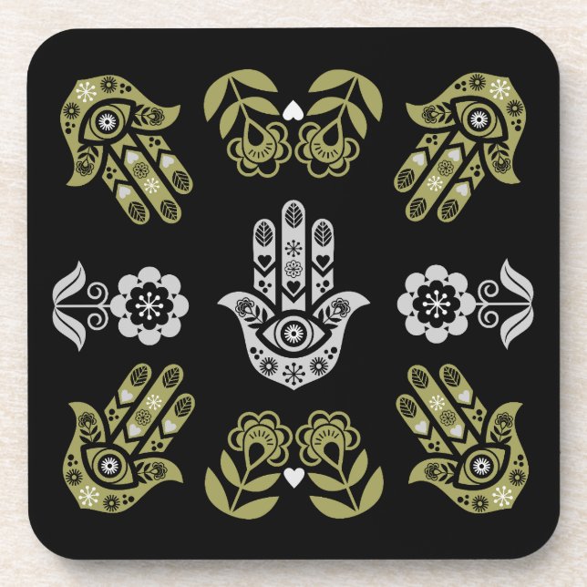 Porta-copo Arte de Proteção da Mão Hamsa (Frente)
