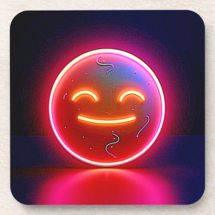 Porta-copo Arte de Rosto Feliz com Brilho Neon