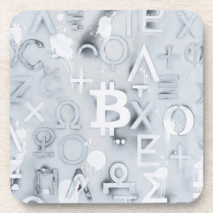 Porta-copo Arte de Rua Bitcoin (Pintura Branca Nº 7)