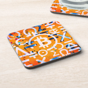 Porta-copo Arte de Rua Bitcoin (Pintura Laranja Nº 3)