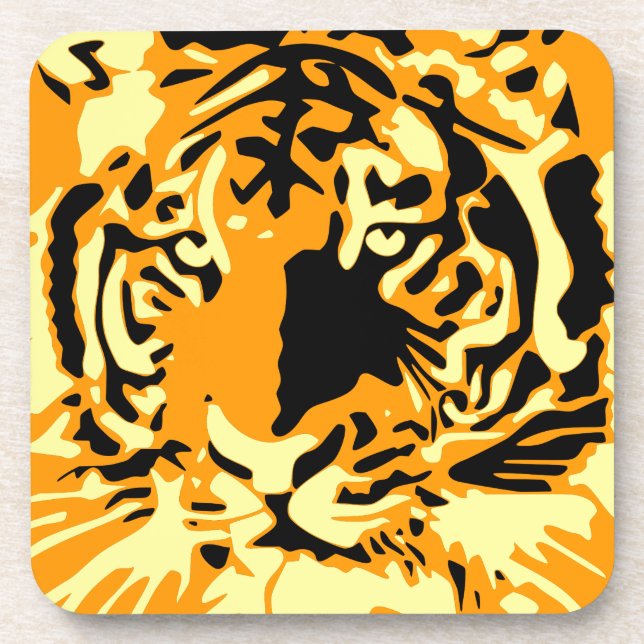 Porta-copo Arte de Tigre Biológico com Gravura Antiga (Frente)