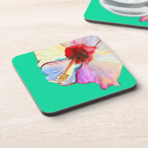 Porta-copo Arte de tulipas de aquarela rosa