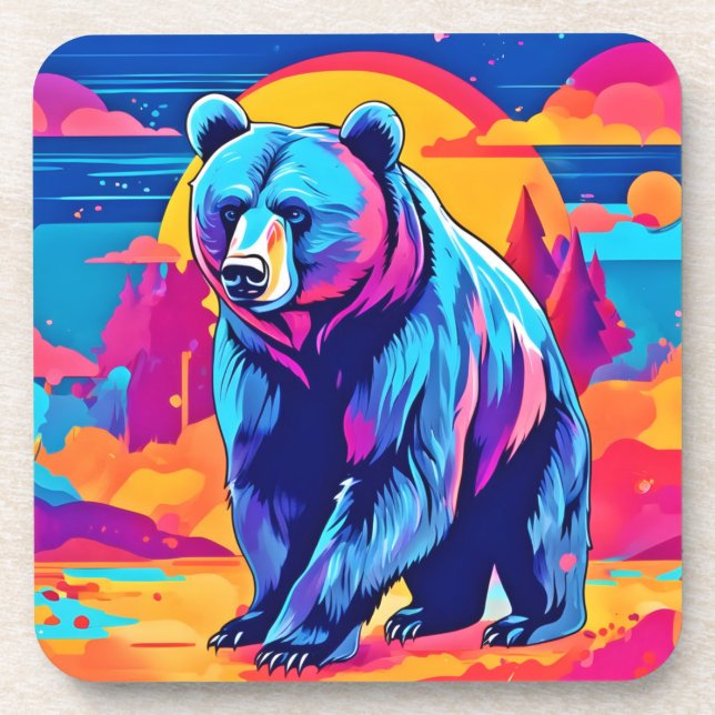 Porta-copo Arte de Urso Vibrante (Frente)