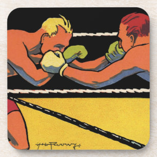 Porta-copo Arte Deco Esportivo de Boxe Antigo, Boxeadores Soc