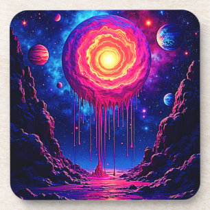 Porta-copo Arte do Planeta Cósmico Gotejante