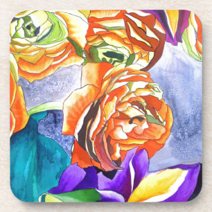 Porta-copo Arte do watercolour do ranúnculo e da íris