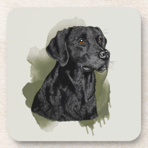 Porta-copo Arte em Aquarela do Labrador Retriever Preto em Ve