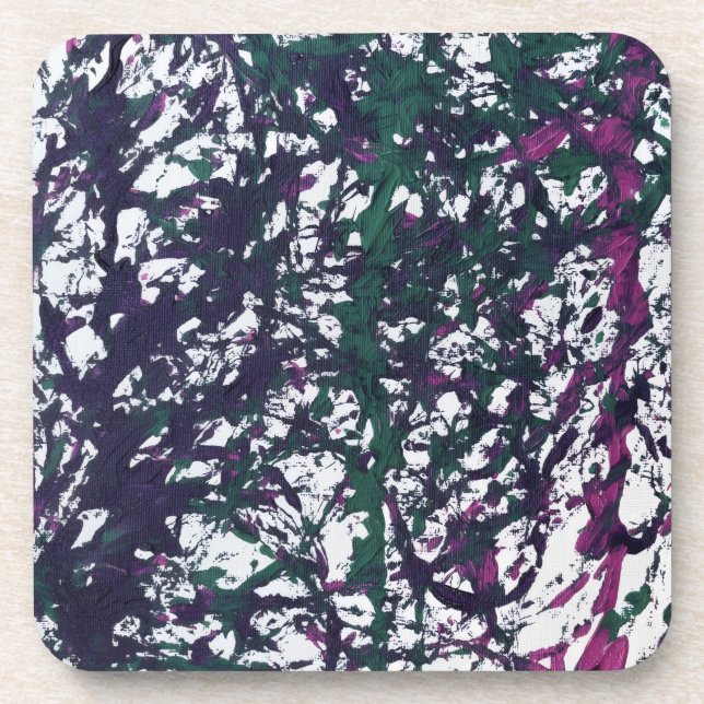 Porta-copo Arte em Mármore Roxo, Verde e Rosa (Frente)