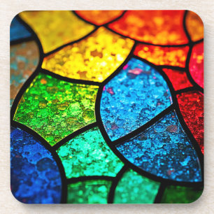 Porta-copo Arte em Textura de Vidro Colorido Vibrante